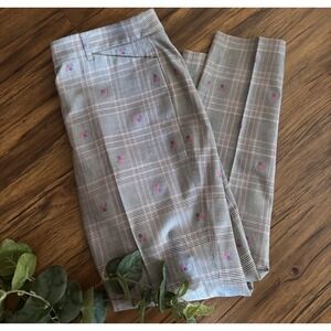 BROOKS BROTHERS Lanificio di Tollegno Wool Blend Floral Embroidered Pants 8 Gray